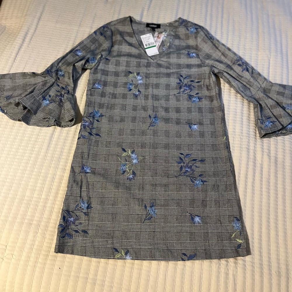 Karen Kane Blue and gray  Houndstooth Dress‎